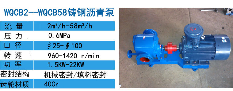 WQCB鑄鋼瀝青保溫泵 WQCB鑄鋼瀝青保溫泵